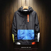 Men's Korean Colour-Block Hooded Jacket - Loose Fit
