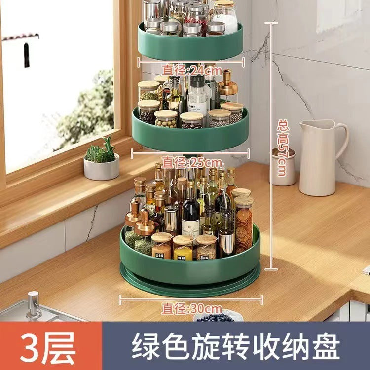 Rotating Spice Rack Organiser — Countertop Condiment Storage, 1–3 Tier