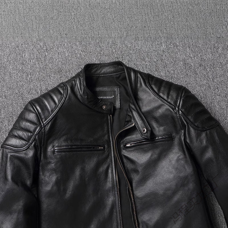 Men's Faux Leather Jacket - Stand Collar or Lapel