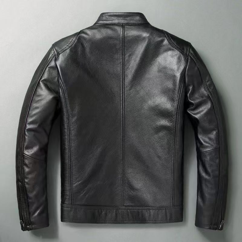 Men's Faux Leather Jacket - Stand Collar or Lapel