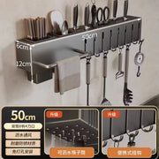 Wall-Mounted Knife Holder & Kitchen Organiser — No-Drill Rack with Hooks