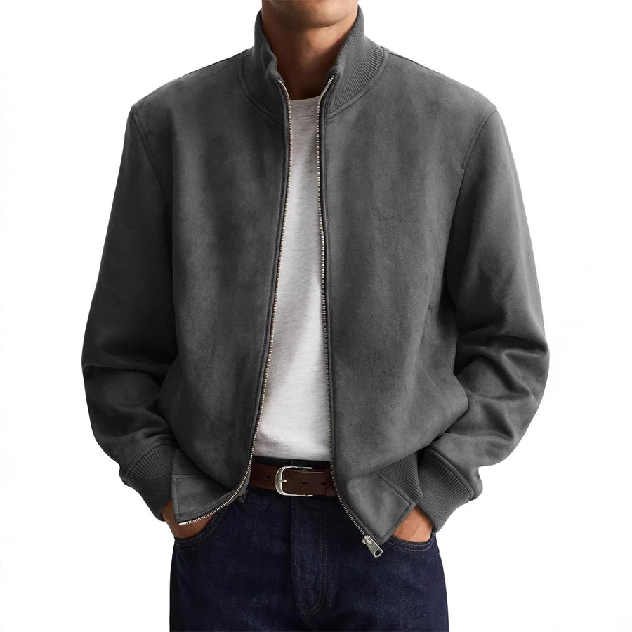 Men's Business Casual Jacket - Stand Collar, Zip Front