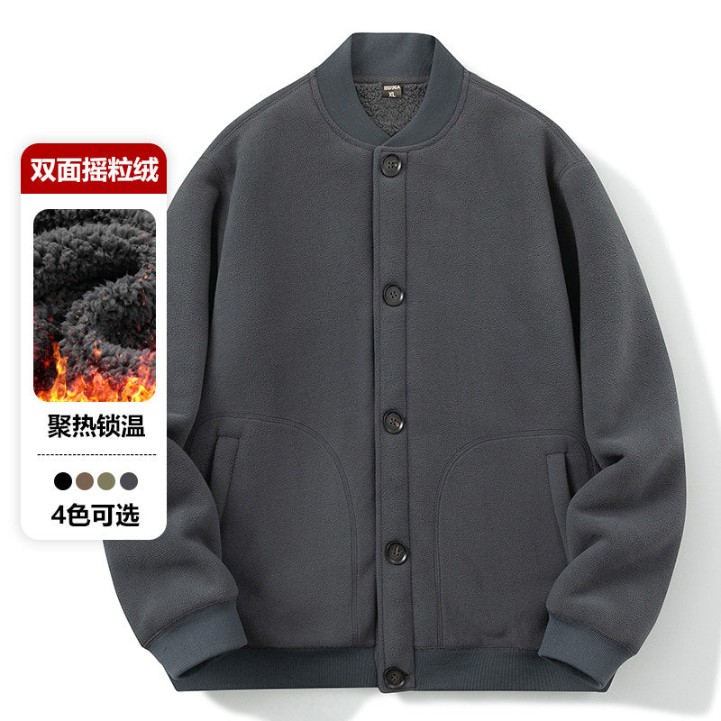 Men's Double-Sided Fleece Sweatshirt — Lambswool-Lined Warm Winter Pullover
