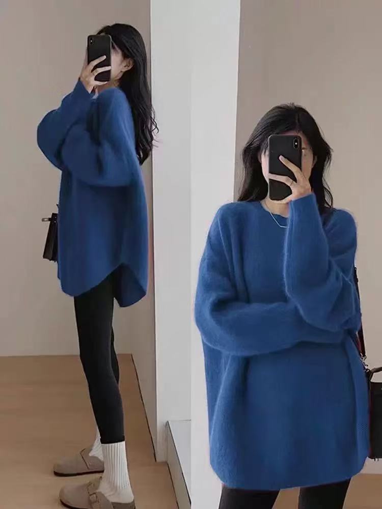 Women's French Knit Pullover — Mid-Length Loose Lazy-Style Sweater - photo 7
