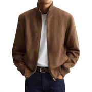 Men's Business Casual Jacket - Stand Collar, Zip Front