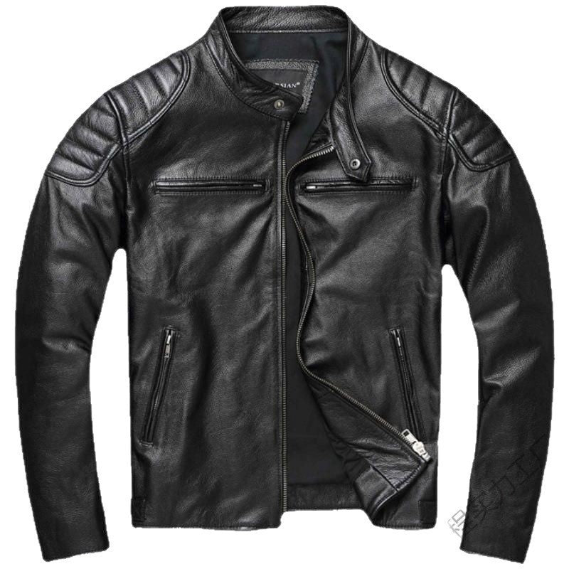 Men's Faux Leather Jacket - Stand Collar or Lapel