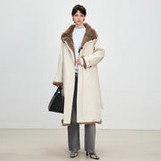 Women's Reversible Fur-Lined Long Coat - Rabbit Fur Inner