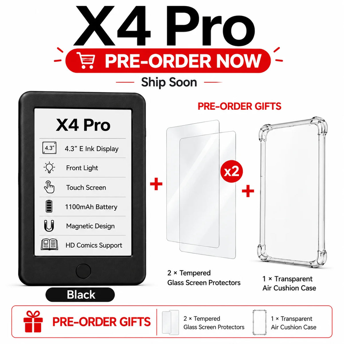 XTEINK X3 Pro E-Reader – Pocket-Size E-Ink Reader, Lightweight
