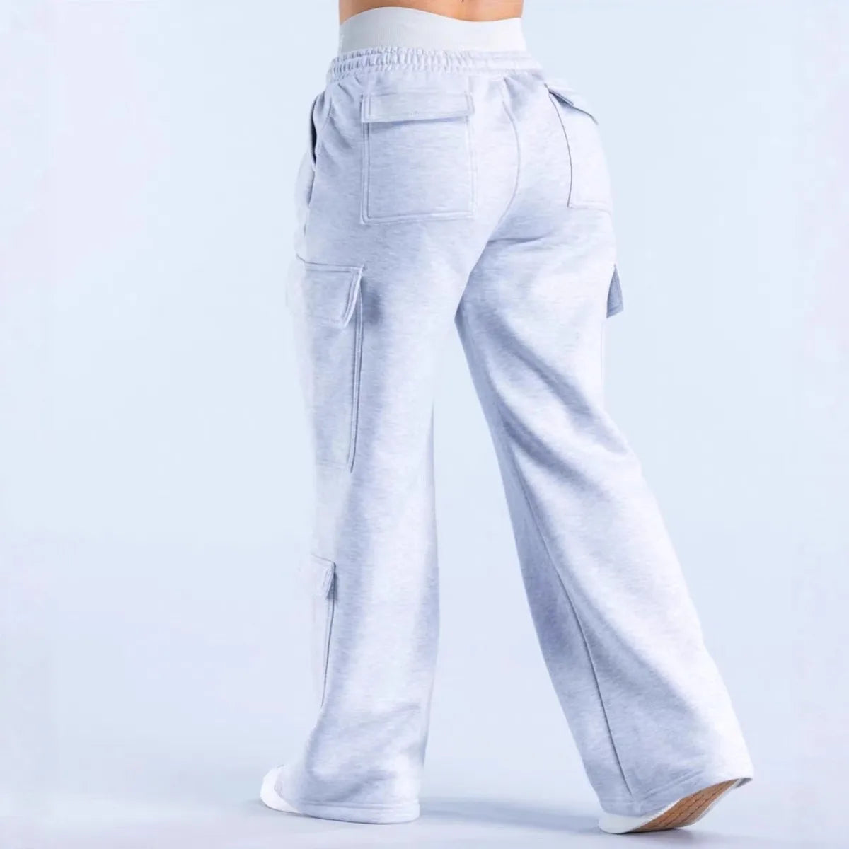 Women's Wide-Leg Cargo Pants – Elastic Waist with Large Pockets