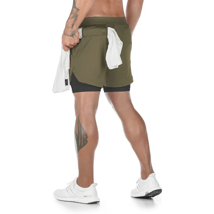 Men's Camo 2-in-1 Running Shorts – Quick-Dry Gym & Training Shorts