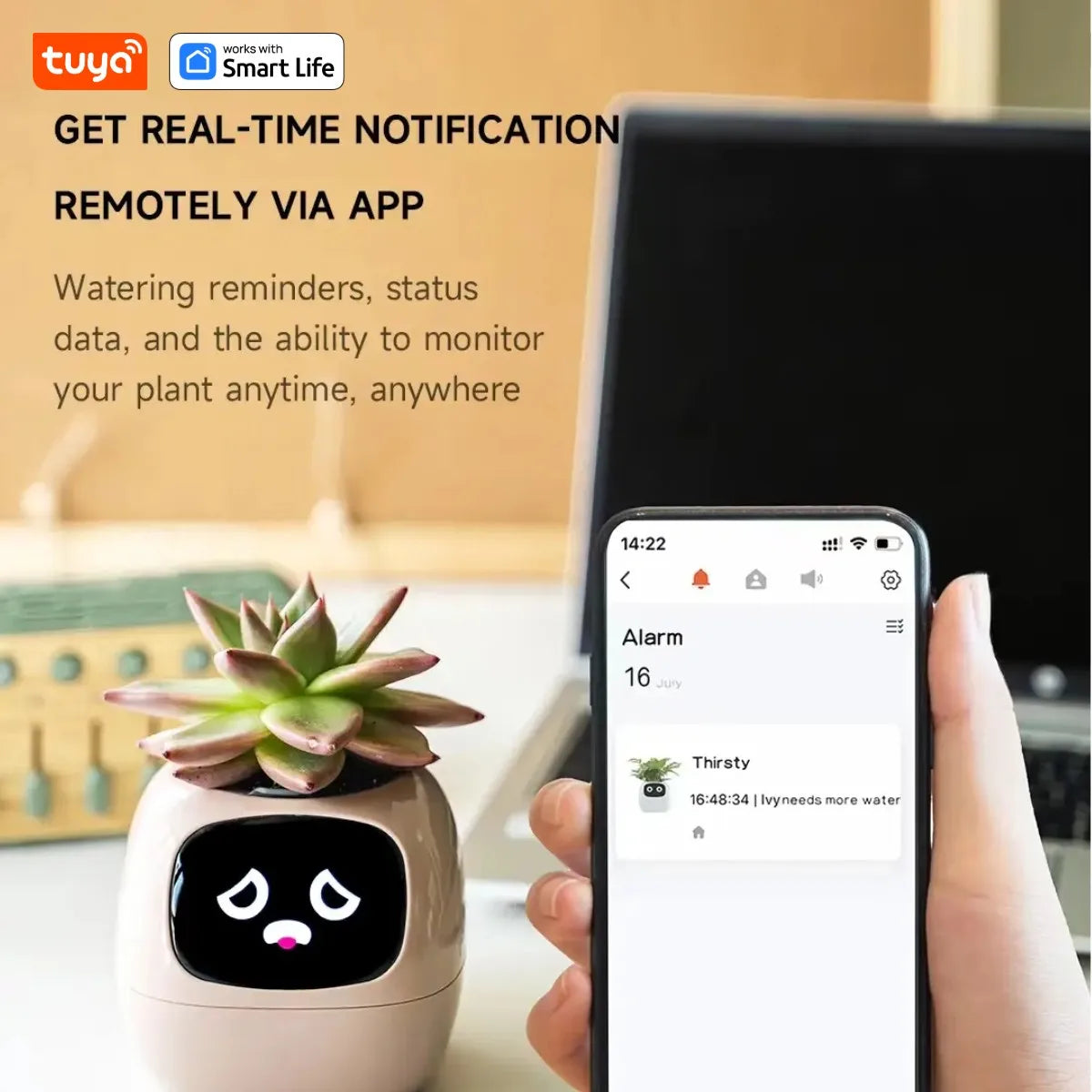 Tuya Ivy Smart Planter – AI Plant Pot with 49 Expressions & 7 Sensors