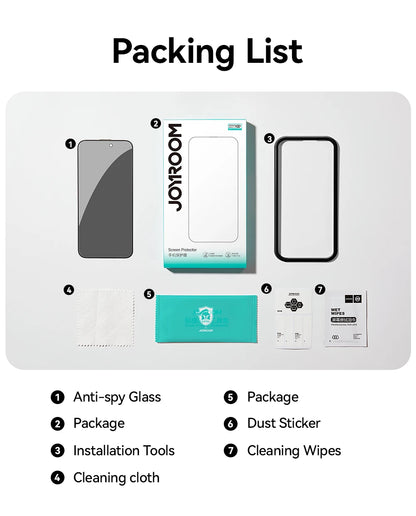 Joyroom 1/2PCS For iPhone 17 Pro Max Anti-Spy Glass Privacy Screen Protector Glass For iPhone 17 Pro 17 Air Tempered Glass Film