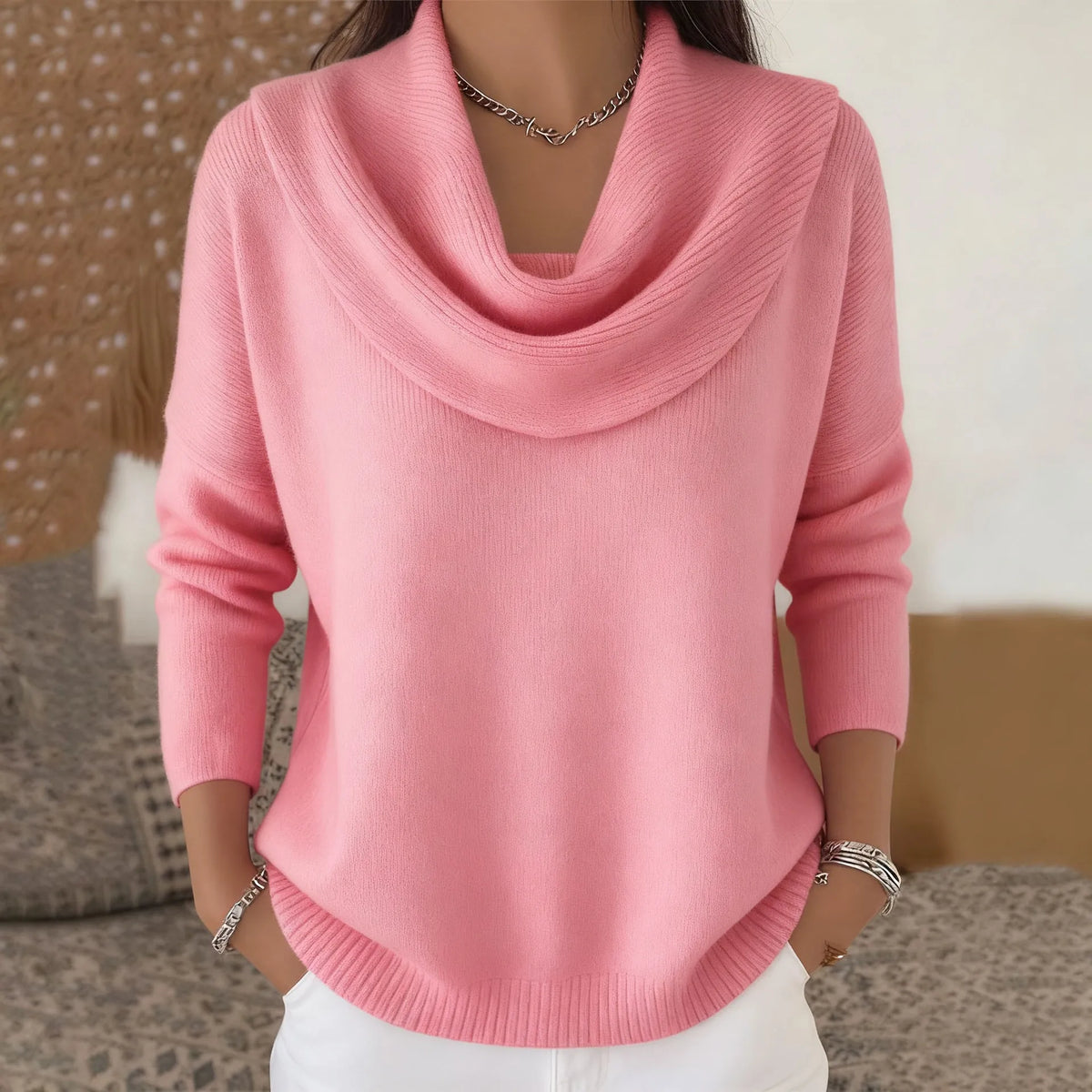 Women's Oversized Vintage Knit Jumper – Soft Warm Winter Sweater