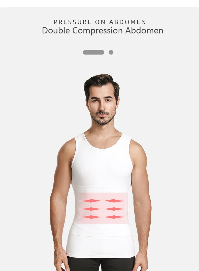 YBFDO Men's Body Shaper Compression Vest – Slimming Seamless Tank Top