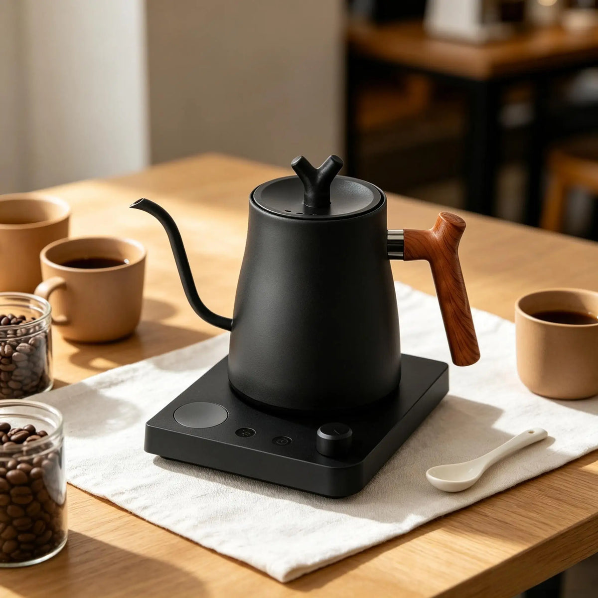 Smart Gooseneck Electric Kettle, Pour Over Coffee Tea, Temp Control & Hold, 1L 304 Stainless Steel,Matte Black 110V/220V