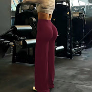 Women's Wide-Leg Gym Leggings – High Waist, Tummy Control, Grey