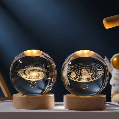 Crystal Ball 3D Customised, Planet Night Light Laser Engraved Solar System Globe Astronomy Festival Gifts Home Desktop Decoration