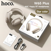 HOCO W65 Plus ANC Noise Reduction Bluetooth Headphones Over The Ear Wireless Big Earphone Hifi Sounds Sport Headsets With Button