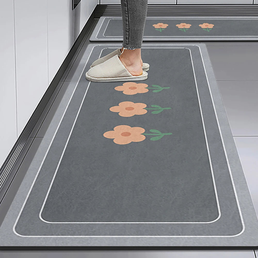 Non-Slip Velvet Kitchen Runner Mat – Absorbent Long Floor Rug