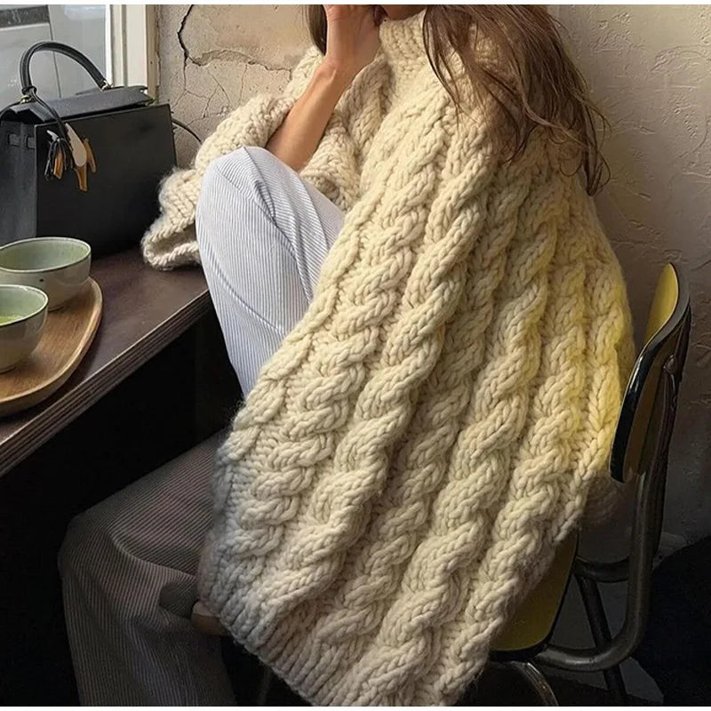 Women's Loose Lantern-Sleeve Knit Jumper – Cosy Winter Sweater