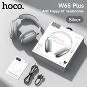 HOCO W65 Plus ANC Noise Reduction Bluetooth Headphones Over The Ear Wireless Big Earphone Hifi Sounds Sport Headsets With Button