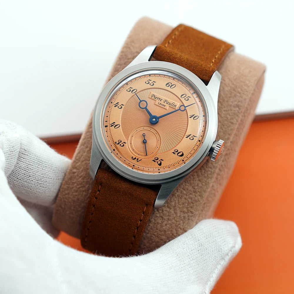 Pierre Paulin Men's Salmon Dial Watch – Hand-Wound, Vintage, 38mm