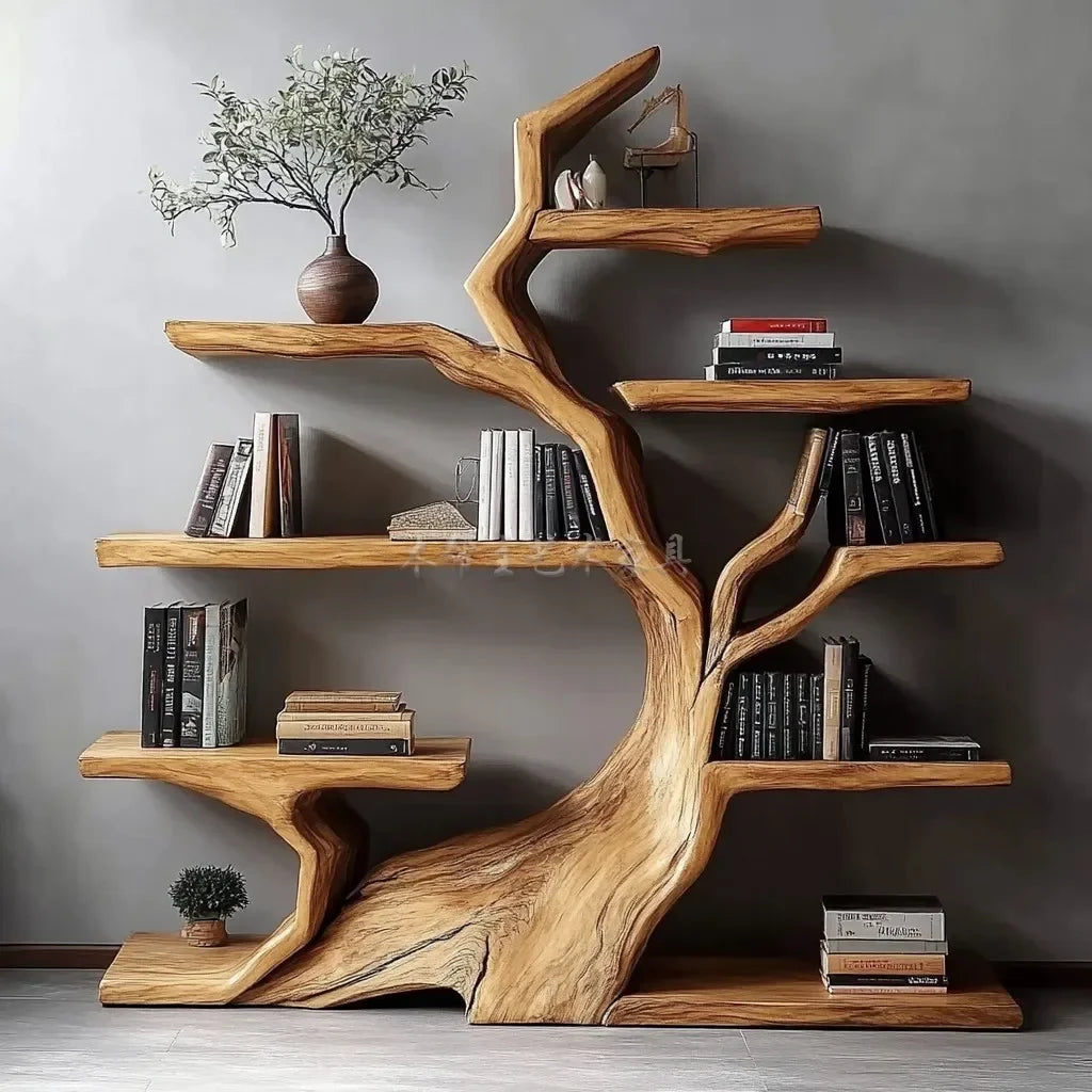Natural Trunk Display Cabinet — Chinese-Style Wood Showcase Stand