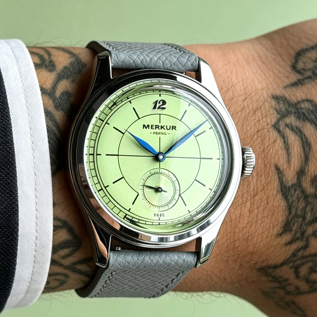 Merkur Men's Cross Line Sector Dial Watch – Green, Retro Casual, Manual