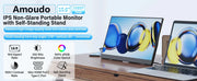 Amoudo 15.6" Portable Monitor – 1080p IPS Display, USB-C & Mini HDMI