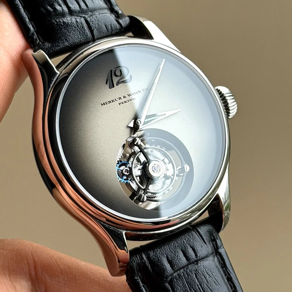 Merkur Men's Tourbillon Watch – Titanium, Ice Flower Dial, Sapphire