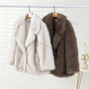 Neo Mint Women's Oversized Faux Fur Coat – Gradient Fluffy Winter Jacket