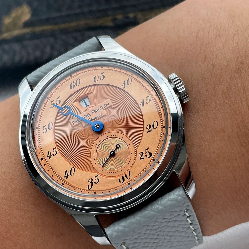 Pierre Paulin Men's Jumping Hour Watch – Salmon Dial, Automatic, 38mm