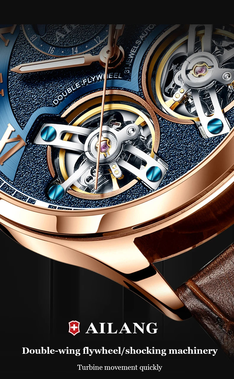 AILANG Men's Automatic Tourbillon Skeleton Watch – Leather Strap