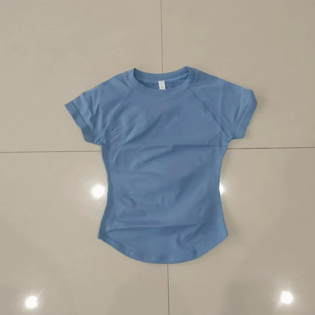 Dneyf Women's Quick-Dry Workout T-Shirt – Breathable Gym Top
