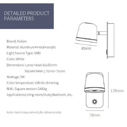 Aisilan LED Dimmable Wall Lamp with touch Switch Adjust Brightness and 3-CCT Rotation Wall reading Sconce for Bedside bedroom