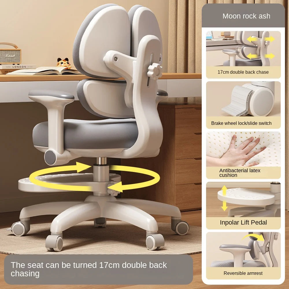 Children's Study Chair to Correct Sitting Posture of Primary School Students can Lift the Seat HomeBackrest Desk Writing Chair