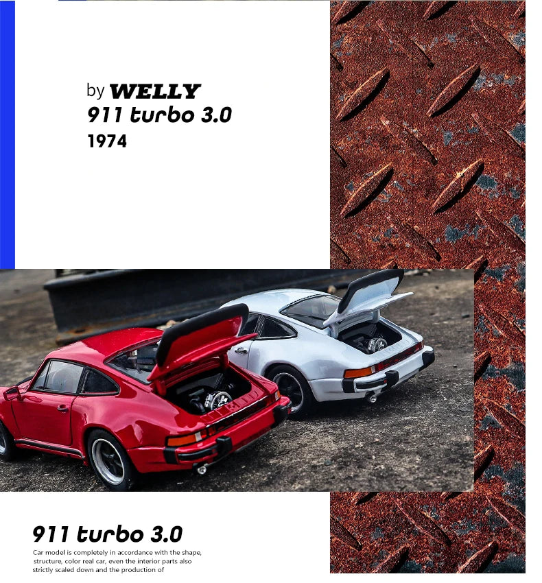 WELLY Porsche 911 Turbo 1974 1:24 Diecast Model Car – Collectible