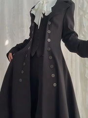 Women's Gothic Button Trench Coat – Vintage A-Line Retro Jacket