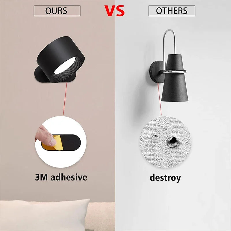 Rechargeable LED Wall Sconces – Dimmable Magnetic Lamps, 360° Rotation
