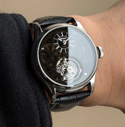 Merkur Men's Tourbillon Skeleton Watch – Sapphire, Transparent, 42mm