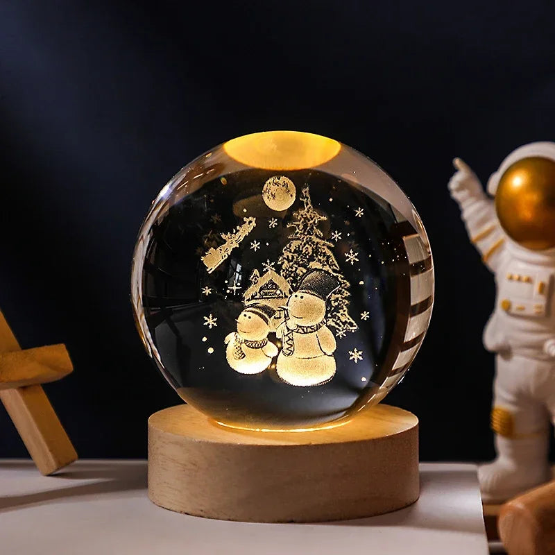 Crystal Ball 3D Customised, Planet Night Light Laser Engraved Solar System Globe Astronomy Festival Gifts Home Desktop Decoration
