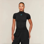 Women's Fitness Shapewear Set – Sports Tight Top, Onyx Black
