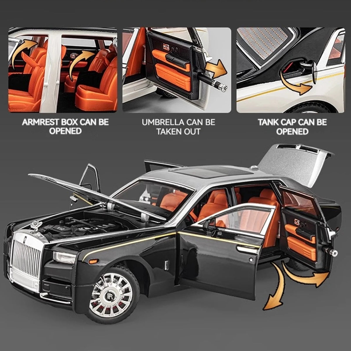 Rolls-Royce Phantom 1:18 Diecast Model – Pull-Back Car, Sound & Light