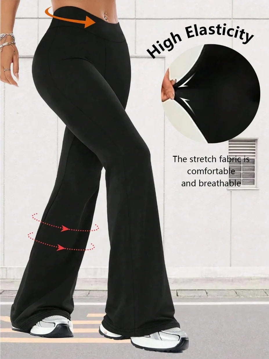 Women's High-Waist Bell-Bottom Trousers – Stretch Flared Yoga Pants