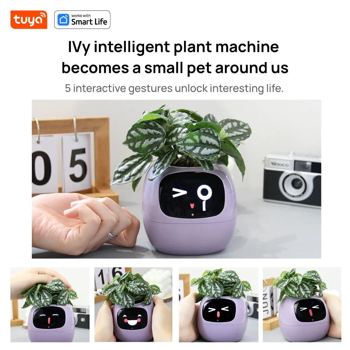 Tuya Ivy Smart Planter – AI Plant Pot with 49 Expressions & 7 Sensors