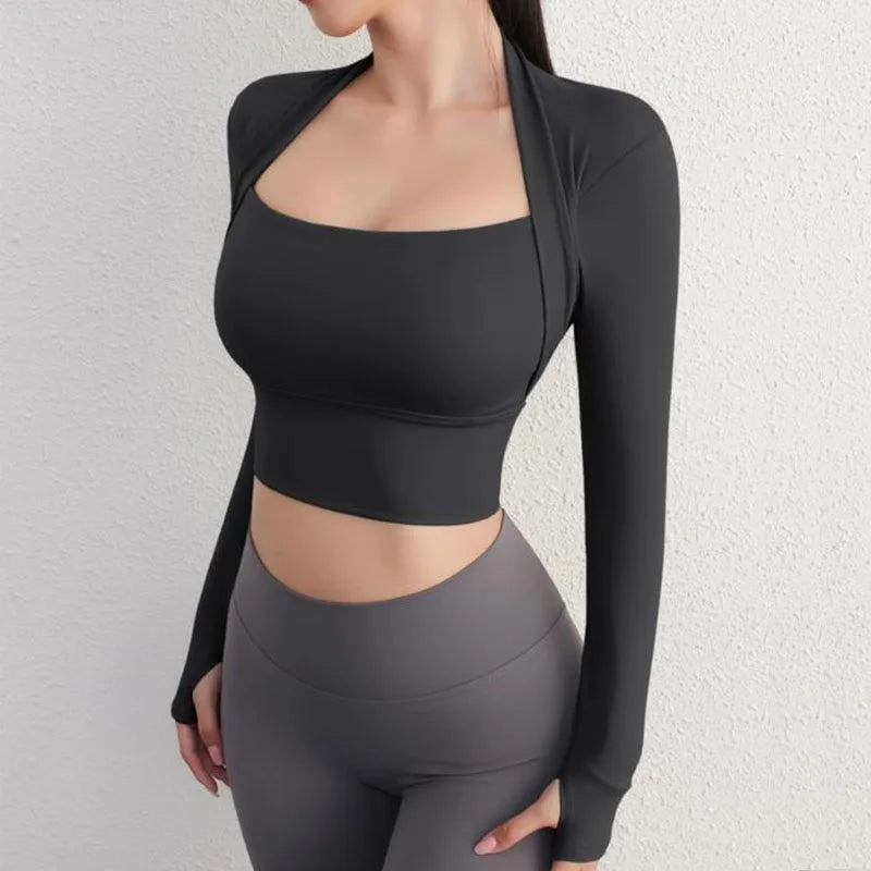 Cloud Hide Long-Sleeve Workout Crop Top – Sculpting Gym Top for Women