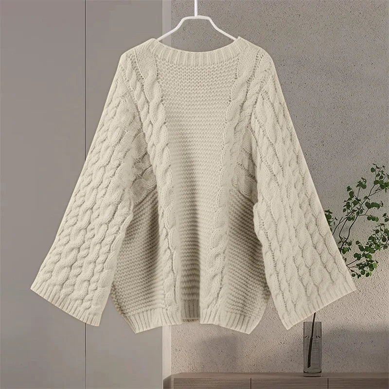 Yaminiya Women's Oversized Turtleneck Jumper – Cosy Knit Sweater