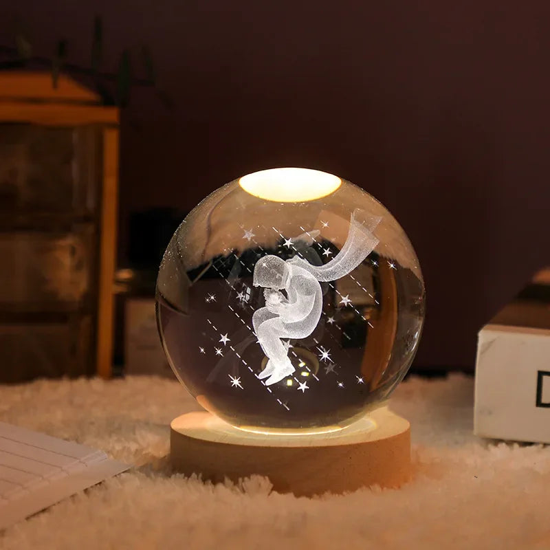 Crystal Ball 3D Customised, Planet Night Light Laser Engraved Solar System Globe Astronomy Festival Gifts Home Desktop Decoration