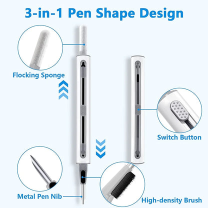 3 in 1 Sliding Cleaning Pen for  Earphones Brush for Airpods 3 Pro Series Case Headsets Cleaners Earbuds Cleaning Tools