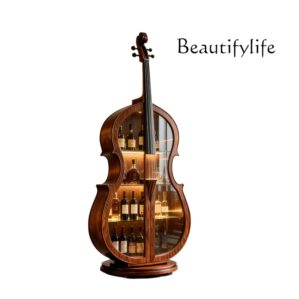 Cello Wine Cabinet — Black Walnut Display Cabinet with Glass Doors - photo 5